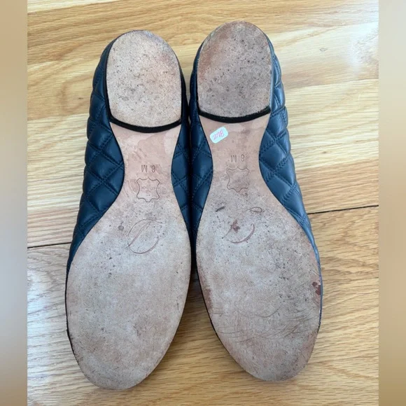Delman Quilted Leather Ballet Flats in Navy Blue cap toe - Picture 7 of 12